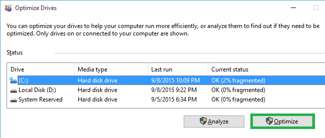 Defragment and Optimize Drives