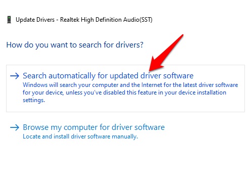 Search Automatically for Updated Driver Software