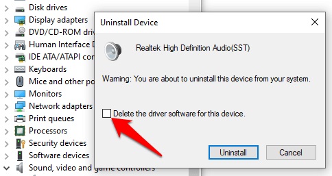 Delete the Driver Software for this Device