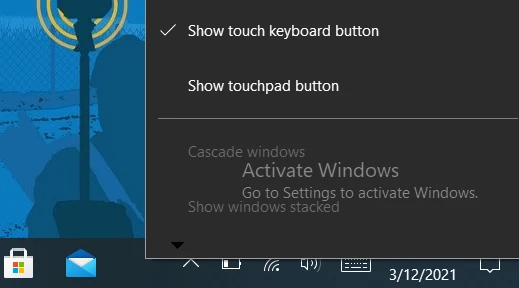 Show touch keyboard button