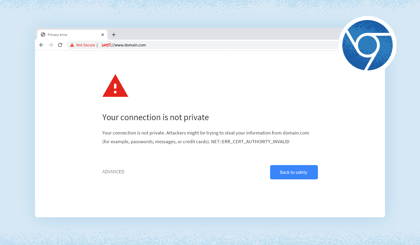 Your connection error is not private