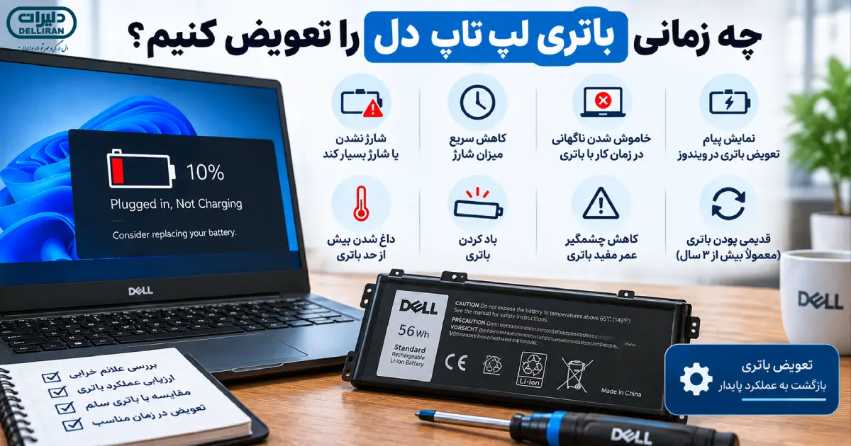 نشانه های خرابی و زمان مناسب تعویض باتری لپ تاپ Dell